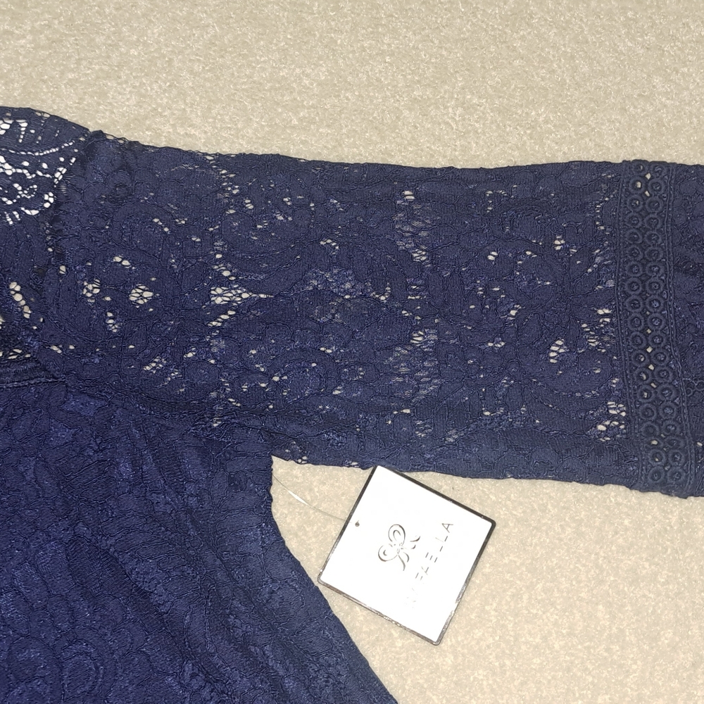NWT Rafaella Navy Lace Top - Picture 4 of 5